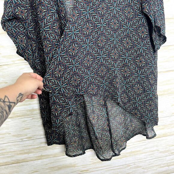 Lularoe Geometric Multicolored Open Front Kimono - Picture 3 of 6